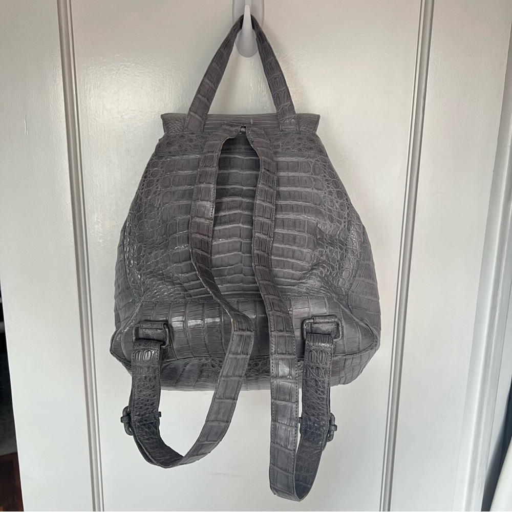 Nancy Gonzalez Grey Crocodile Drawstring Backpack - image 6